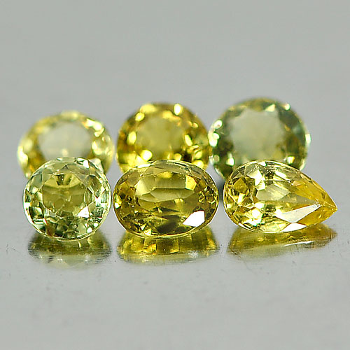 1.65 Ct. 6 Pcs. Mix Shape Natural Gems Yellow Sapphire From Thailand