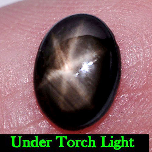 1.34 Ct. Oval Cabochon Natural Gemstone Black Star Sapphire 6 Rays