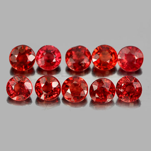Red Songea Sapphire Round Shape 2.9 x 2.9 Mm. 1.43 Ct. 10 Pcs.  Natural Gems