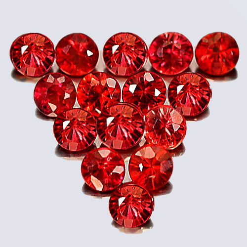 Red Songea Sapphire Round Shape 2.6 Mm. 1.43 Ct. 15 Pcs. Natural Gemstones