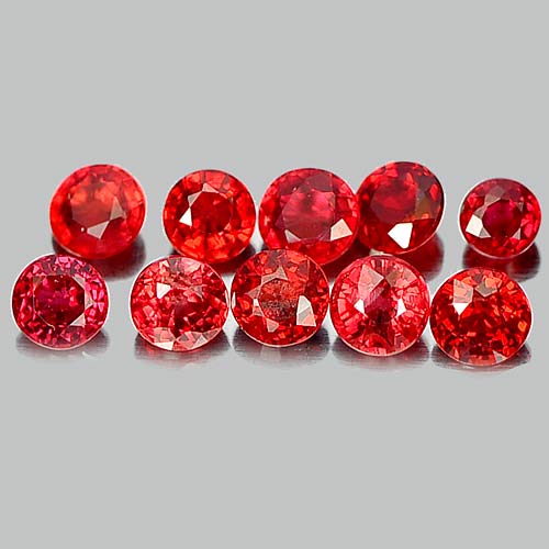 Red Songea Sapphire 1.71 Ct. 10 Pcs. Round Shape 3.1 Mm. Natural Gemstones