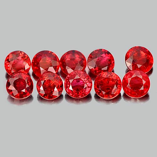 Sapphire Red 1.40 Ct. 10 Pcs. VS Round Shape 3 Mm. Natural Gemstones Tanzania