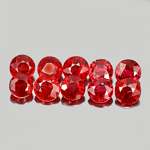 Red Songea Sapphire 1.61 Ct. 10 Pcs. Round Shape Size 3 Mm. Natural Gemstones