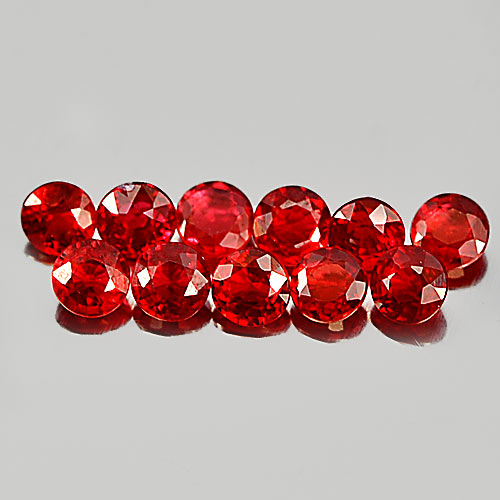 Red Songea Sapphire 1.79 Ct. 11 Pcs. Round Shape 3.1 Mm. Natural Gems Tanzania