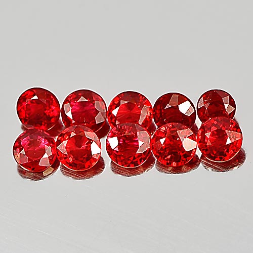 Red Songea Sapphire 1.62 Ct. 10 Pcs. Round Shape Size 3.2 Mm. Natural Gemstones