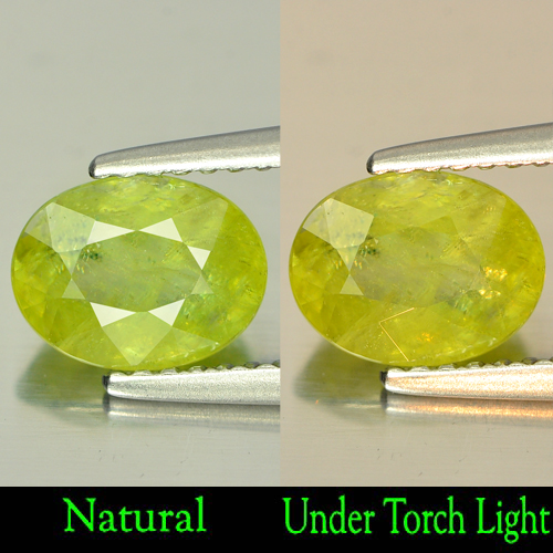 Intense Green Sphene With Rainbow Spark 1.60 Ct. Oval Natural Gem Madagascar