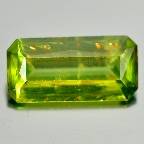 Intense Green Titanium Sphene With Rainbow Spark Octagon Shape 1.52 Ct. Natural