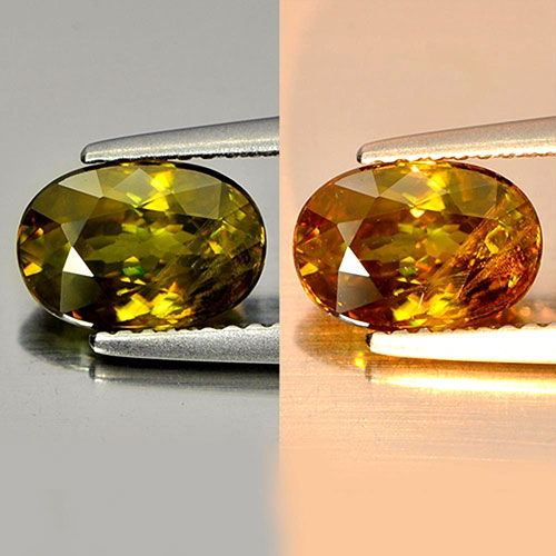 Multi Color Sphene 1.96 Ct. Oval 9.1 x 6.3 x 4.5 Mm. Natural Gemstone Unheated