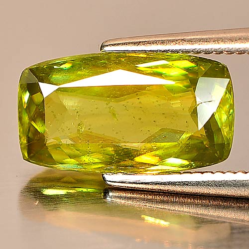 Greenish Yellow Titanium Sphene Rainbow Spark 2.76 Ct. Baguette Natural Gemstone