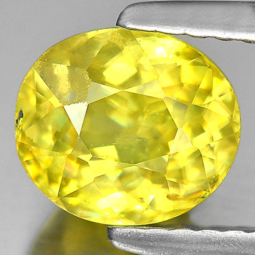 Miti Color Yellow Titanium Sphene Rainbow Spark 1.52 Ct. Oval Shape Natural Gem