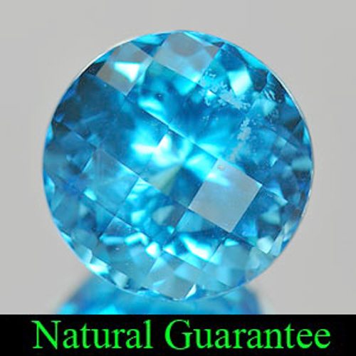 7.50 Ct. Natural Swiss Blue Topaz Gemstone Round Checkerboard From Brazil