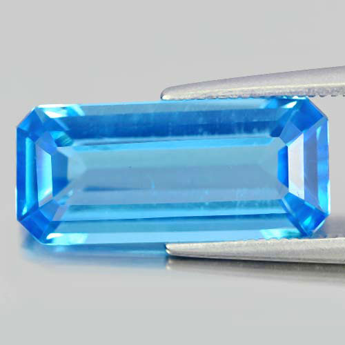 Swiss Blue Topaz 7.10 Ct. Octagon 17 x 7.6 Mm. VS Natural Gemstone From Brazil