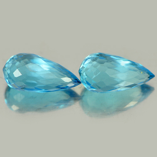 2.22 Ct. 2 Pcs. Briolette Shape Natural Blue Topaz Gemstones