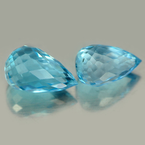 2.46 Ct. 2 Pcs. Natural Gemstones Blue Topaz Briolette Shape From Brazil