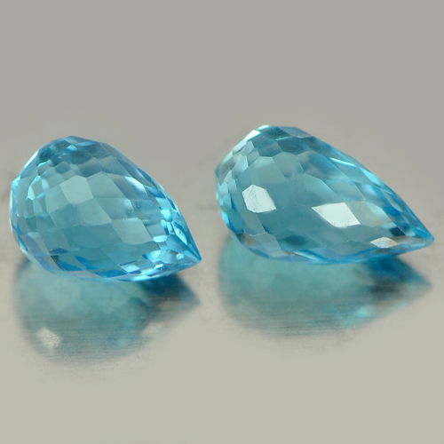 2.09 Ct. 2 Pcs. Briolette Cut Natural Gemstones Blue Topaz From Brazil