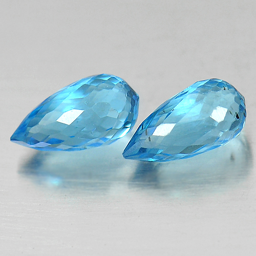 1.96 Ct. 2 Pcs. Natural Gemstones Blue Topaz Briolette Shape From Brazil