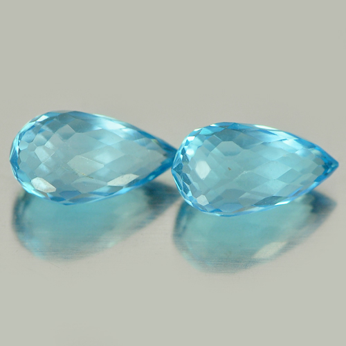 2.26 Ct. 2 Pcs. Briolette Cut Natural Gemstones Blue Topaz From Brazil