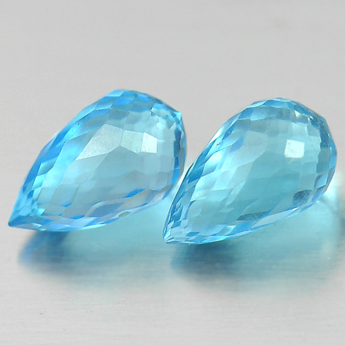 2.12 Ct. 2 Pcs. Briolette Cut Natural Gemstones Blue Topaz From Brazil
