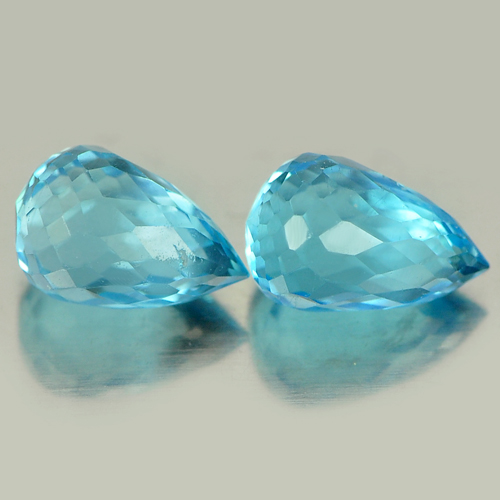 2.00 Ct. 2 Pcs. Natural Gemstones Blue Topaz Briolette Shape From Brazil