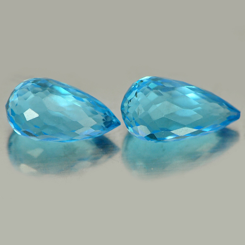 2.01 Ct. 2 Pcs. Natural Gemstones Blue Topaz Briolette Shape From Brazil