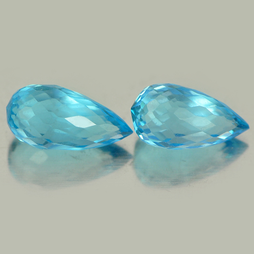 2.20 Ct. Pair Natural Gemstones Blue Topaz Briolette Shape From Brazil