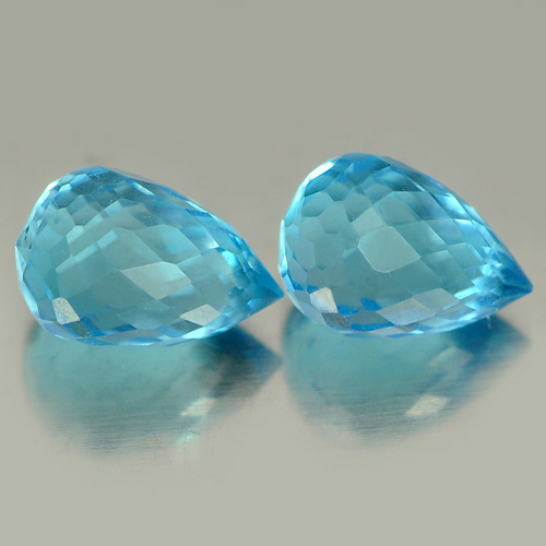 2.22 Ct. Pair Natural Gemstones Blue Topaz Briolette Shape