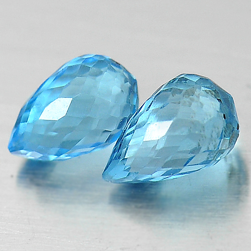 1.67 Ct. 2 Pcs. Natural Blue Topaz Briolette Shape Gemstones