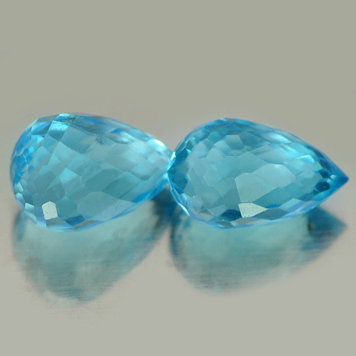 2.74 Ct. Pair Briolette Natural Gemstones Blue Topaz From Brazil