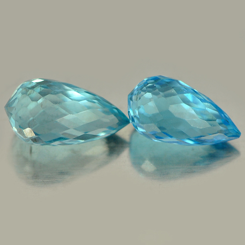 2.38 Ct. Pair Natural Blue Topaz Briolette Shape Gemstones Brazil