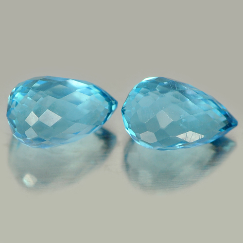 2.51 Ct. 2 Pcs. Natural Blue Topaz Briolette Shape Gemstones