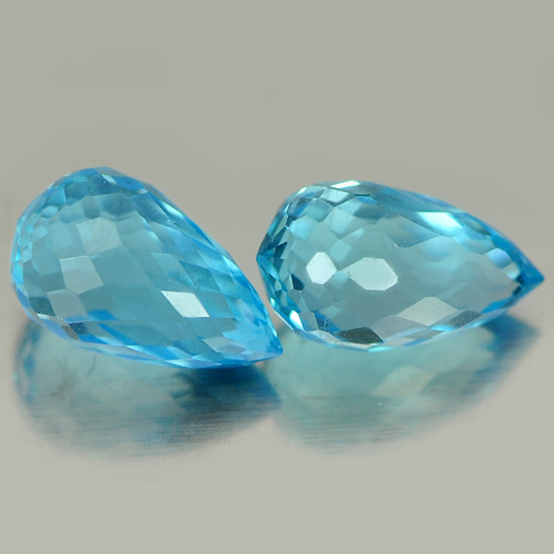 2.41 Ct. 2 Pcs. Natural Blue Topaz Briolette Shape Gemstones Brazil