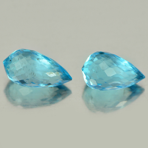 1.87 Ct. 2 Pcs. Briolette Cut Natural Gemstones Blue Topaz From Brazil
