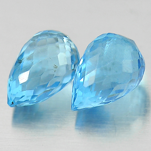 1.90 Ct. 2 Pcs. Natural Gemstones Blue Topaz Briolette Shape From Brazil