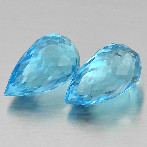 1.96 Ct. Pair Briolette Shape Natural Gemstones Blue Topaz From Brazil