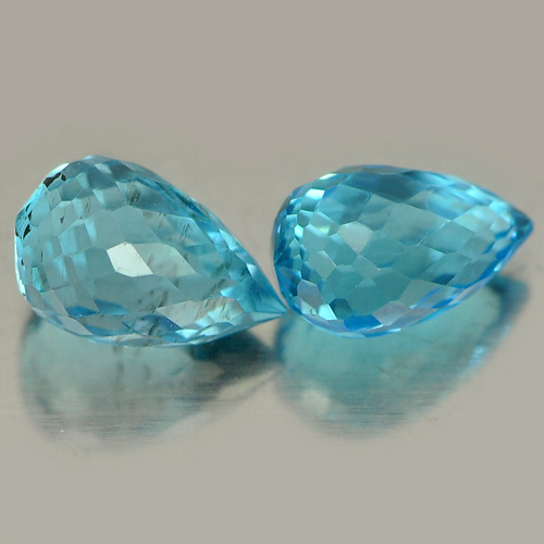 1.92 Ct. 2 Pcs. Natural Gemstones Blue Topaz Briolette Cut From Brazil