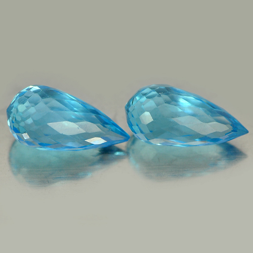 2.35 Ct. 2 Pcs. Briolette Cut Natural Blue Topaz Brazil Gemstones