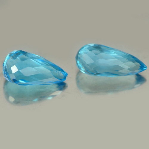 2.85 Ct. 2 Pcs. Briolette Natural Blue Topaz Gemstones