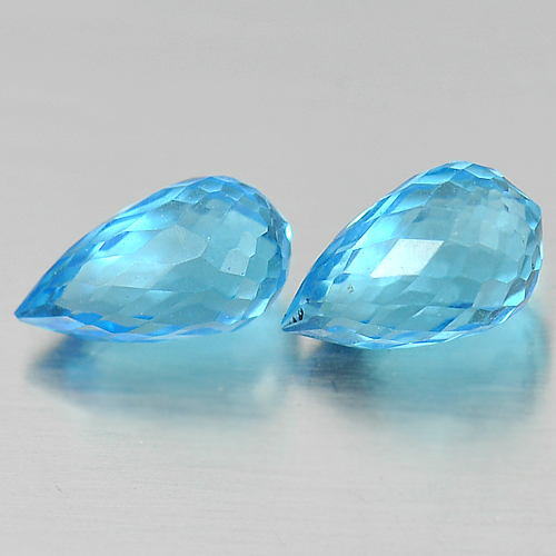 1.90 Ct. 2 Pcs. Briolette Cut Natural Blue Topaz Gemstones