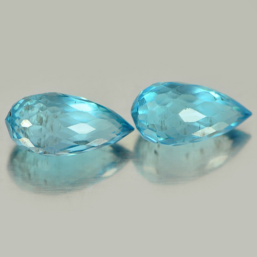 1.79 Ct. 2 Pcs. Briolette Cut Natural Blue Topaz Brazil Gemstones