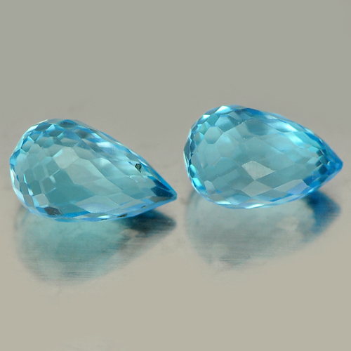 2.02 Ct. 2 Pcs. Briolette Cut Natural Gemstones Blue Topaz From Brazil