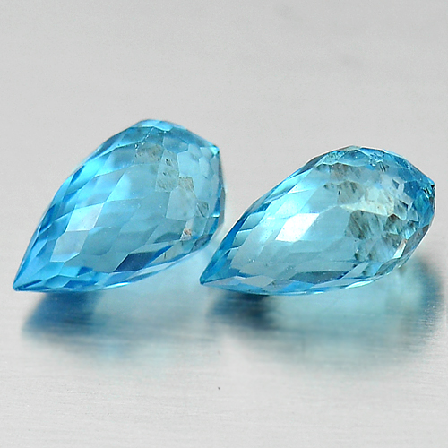 1.87 Ct. 2 Pcs. Natural Blue Topaz Gemstones Briolette Shape
