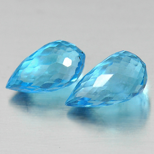 1.90 Ct. Pair Natural Gemstones Blue Topaz Briolette Cut