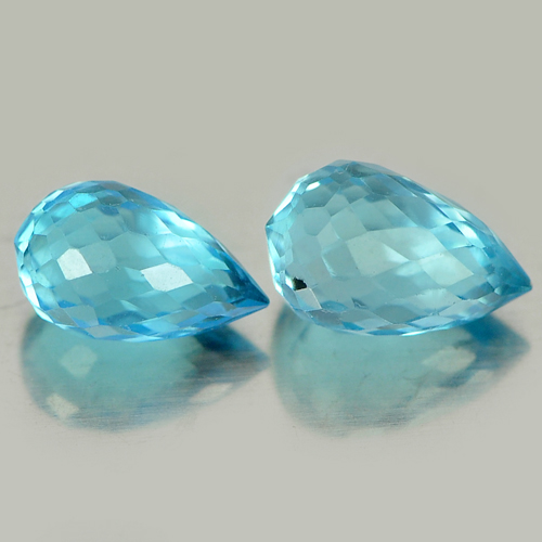 1.63 Ct. Pair Natural Gemstones Blue Topaz Briolette Cut From Brazil