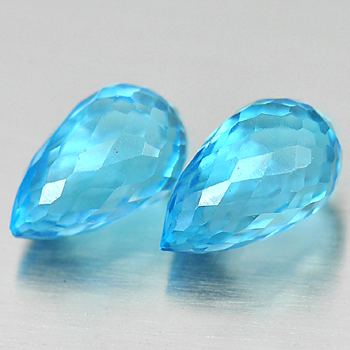3.10 Ct. 2 Pcs. Natural Gemstones Blue Topaz Briolette Shape