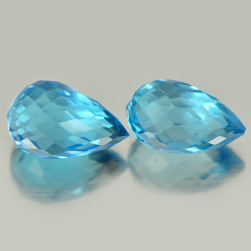 2.75 Ct. Pair Natural Gemstones Blue Topaz Briolette Shape