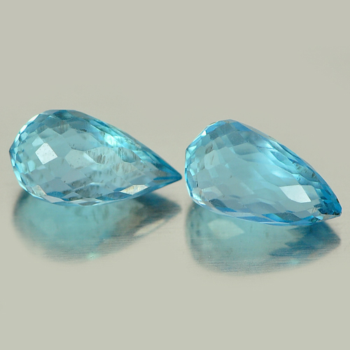 1.73 Ct. Pair Briolette Shape Natural Blue Topaz Gemstones From Brazil