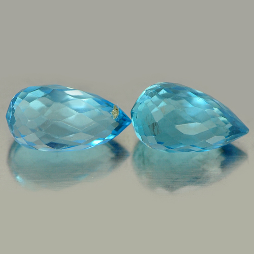 2.15 Ct. 2 Pcs. Briolette Shape Natural Gemstones Blue Topaz From Brazil