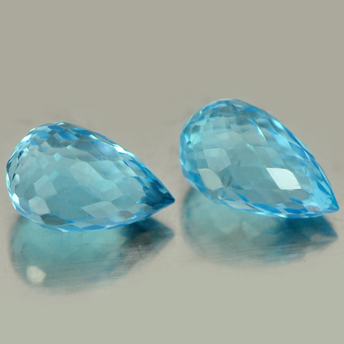 2.16 Ct. Pair Briolette Cut Natural Blue Topaz Gemstones From Brazil