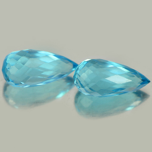 2.89 Ct. Pair Briolette Cut Natural Blue Topaz Gemstones From Brazil