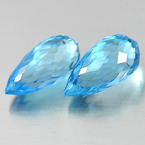 1.70 Ct. 2 Pcs. Good Briolette Natural Blue Topaz Gemstones